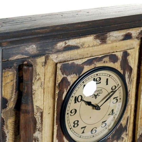 Thyann heminredning london väggklocka i teak (81 x 15 x 37 cm)