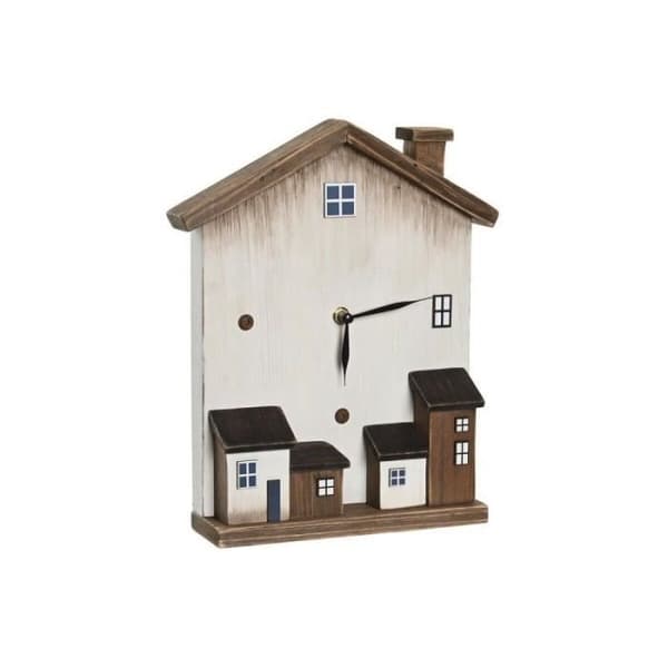 DKD Home Decor White Houses Bordsklocka (26 x 7 x 31 cm)