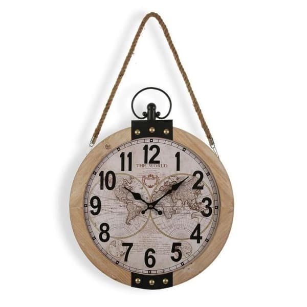 versa mapamundi väggklocka 40 x 6,5 x 47 cm trä mdf