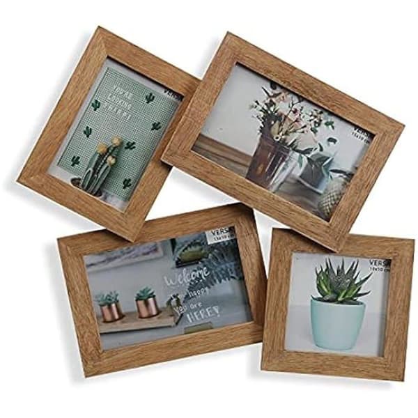 VERSA multipel fotoram - Dekorations- och presentlinje - 4 fönster - Vit - Trä