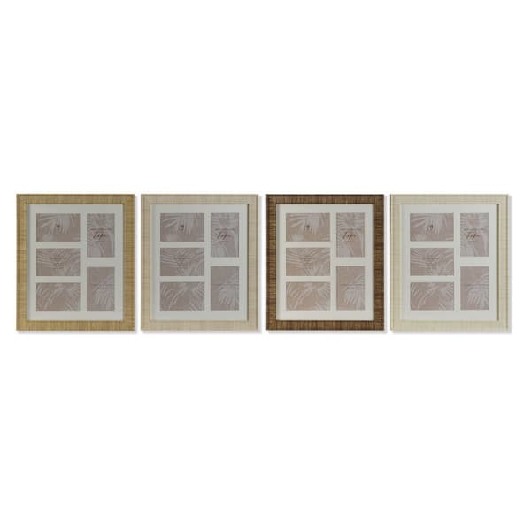 Kuvakehys Home ESPRIT Ruskea Beige Luonnollinen Norsunluu Kristalli polystyreeni Skandinaavinen 34 X 2 X 38 cm (4 osaa)