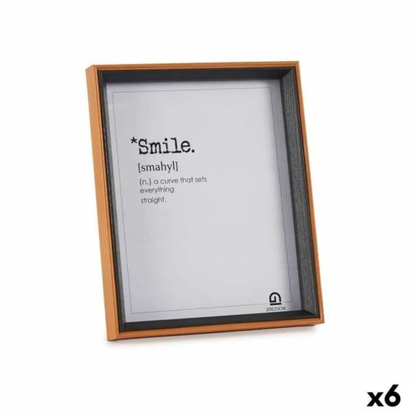fotoram glas svart brunt trä mdf (6 enheter)