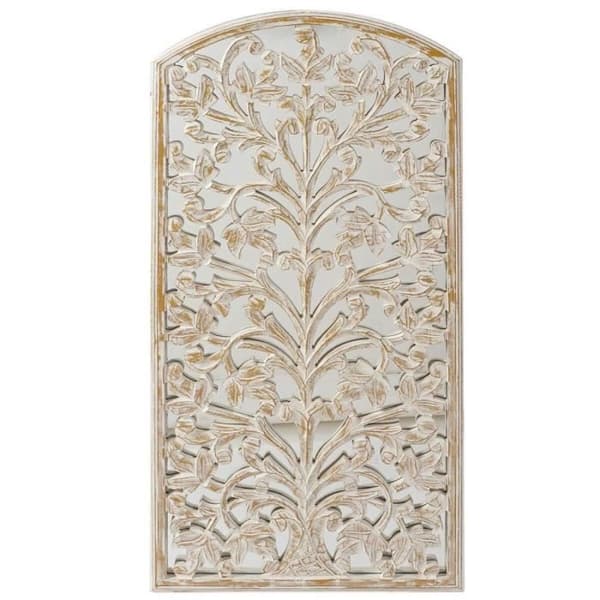 väggdekoration 45 x 2 x 89 cm åldrad finish romantisk vit