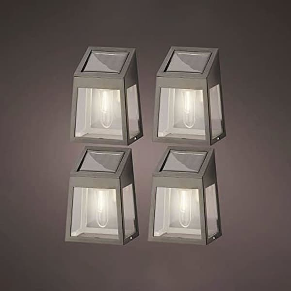 Solcellsvägglampa - LUMINEO - H13cm - Set med 4 delar - Grå - Plast - Harts