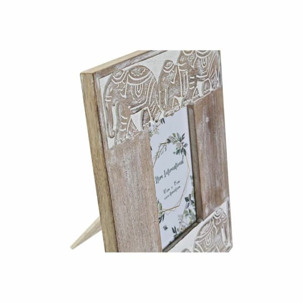 Fotoram DKD Home Decor Glas Elefant Brun Vit Mangoträ Indier (23 x 1,5 x 28 cm)
