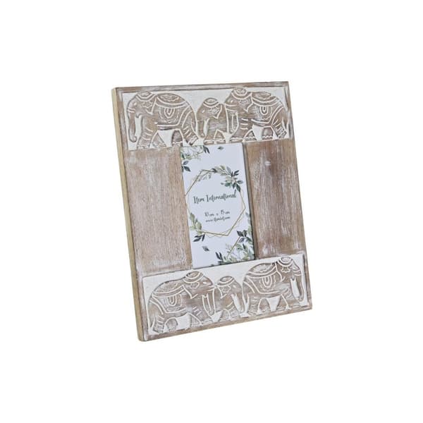 Fotoram DKD Home Decor Glas Elefant Brun Vit Mangoträ Indier (23 x 1,5 x 28 cm)
