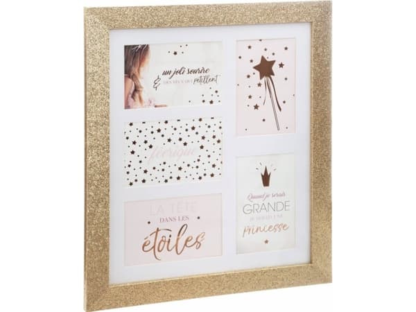 Ramka Atmosphera Multiramka na zdjęcia GLITTER, złota, 5 zdjęć