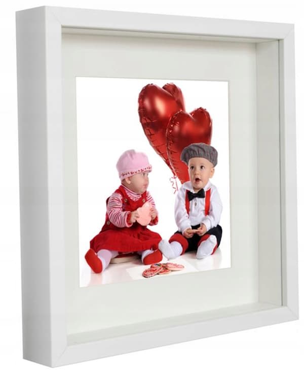 BOX hvid 3D ramme 23x23 cm dyb til fotos