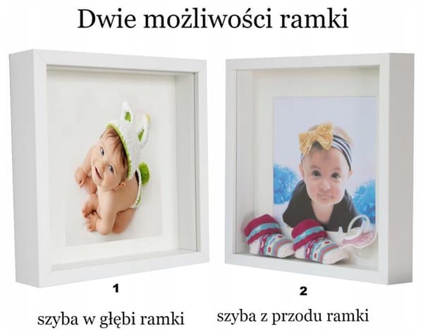BOX hvid 3D ramme 23x23 cm dyb til fotos