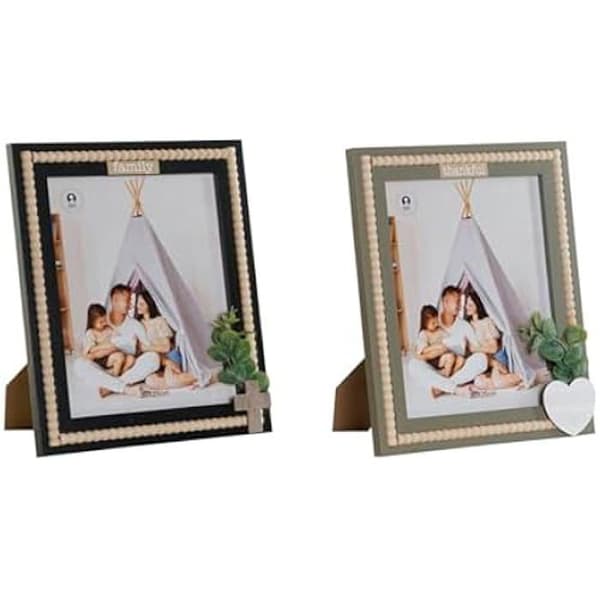Fotoram - HOME ESPRIT - Naturgrön Svart - MDF Trä - 26,5 x 31,5 cm - 2 enheter