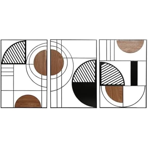 Väggdekoration - HOME ESPRIT - Svart - 40 x 2 x 60 cm - Modern - 3 enheter