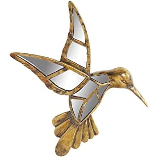 Väggdekoration - DKD Home Decor - Fågel - Guld - Resin och spegel - 27 x 3,5 x 36 cm