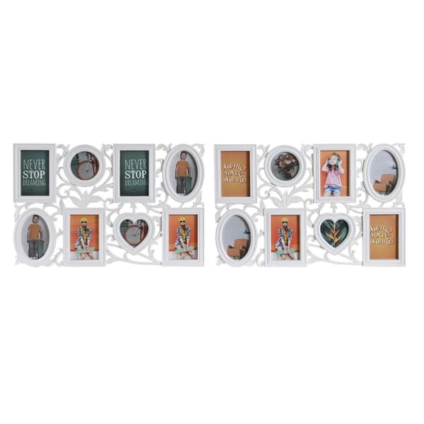 Fotoram DKD Home Decor 8 fotos Glas Vit PP (58 x 2 x 37,5 cm) (2 antal)