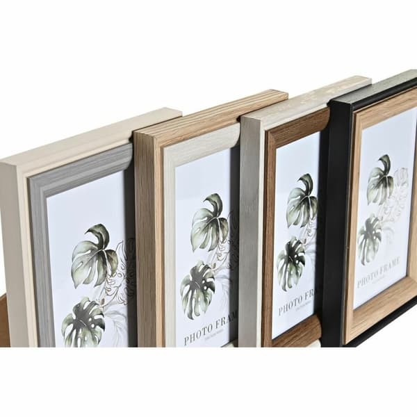 Kuvakehys DKD Home Decor Harmaa Beige Ruskea Valkoinen Trooppinen Puu MDF (15 x 1,5 x 20 cm) (4 osaa)