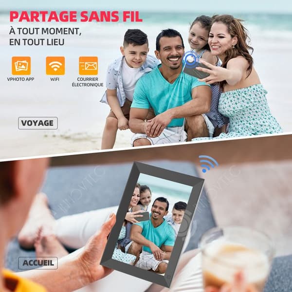 INN Digital fotoram 10,1 tum 1280x800 HD WIFI ABS flerspråkig pekskärm med 32G Space och Frameo App elektronisk fotoram