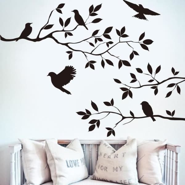 Black Bird Tree Branch Monster Paper Avtagbara Wall Stickers vintage kök Wall Sticker dekoration