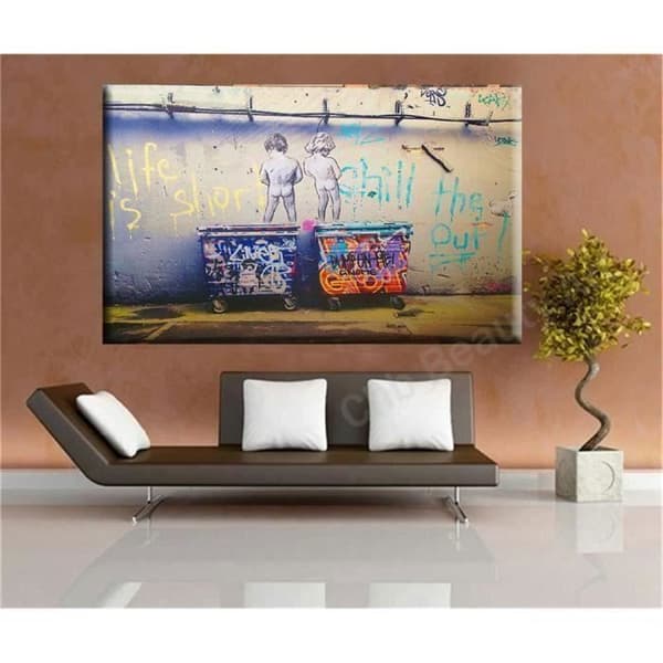 LIVET ÄR KORT BANKSY canvas målning väggmålningar för vardagsrum väggkonst dekoration bild affisch och tryck oinramade