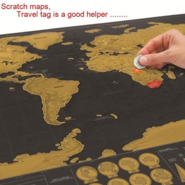 World Scratch Map Scratch Map - Svart