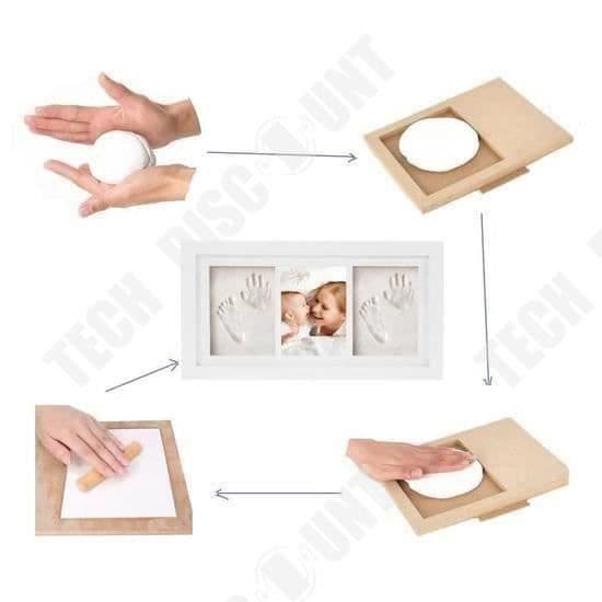 TD® Kids Footprint Kit med ram och babyminnesmärke inramad födelse - Två fotspår Två fotoram - Vit dekoration