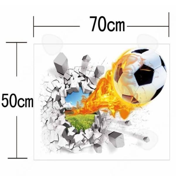 CONFO® Fiery 3D tredimensionella trasiga väggdekaler kreativ personlighet fotboll bil heminredning sovrum TV