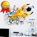 Miniatyrbild 1 av 4: CONFO® Fiery 3D tredimensionella trasiga väggdekaler kreativ personlighet fotboll bil heminredning sovrum TV