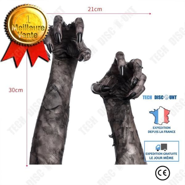TD® Halloween dekoration djävulens hand Halloween kul klistermärke Vit PVC film väggdekal
