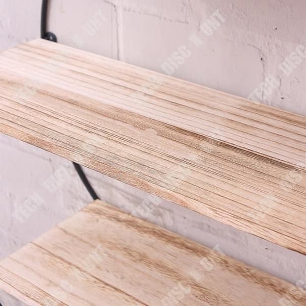 TD® Vardagsrum vägghängande retro kreativt massivt trä smidesjärn rund hylla display hylla mellanvägg dekoration