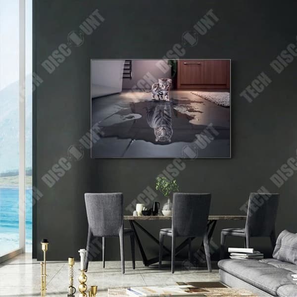 TD® Katt och tiger reflektion oljemålning tecknat tryck intryck vardagsrum barnrum dekorativ målning 50*75