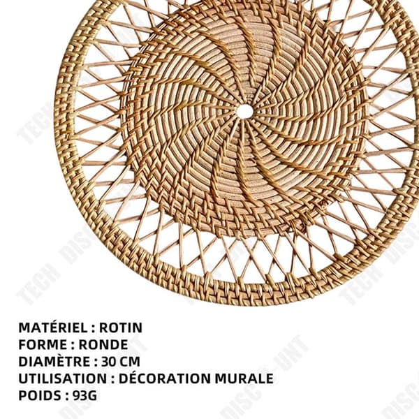 TD Väggdekor 30 cm Diameter Väggkorgar i rotting Hängande Vävd Bohemisk Väggdekor Soffa Sängdekorationer