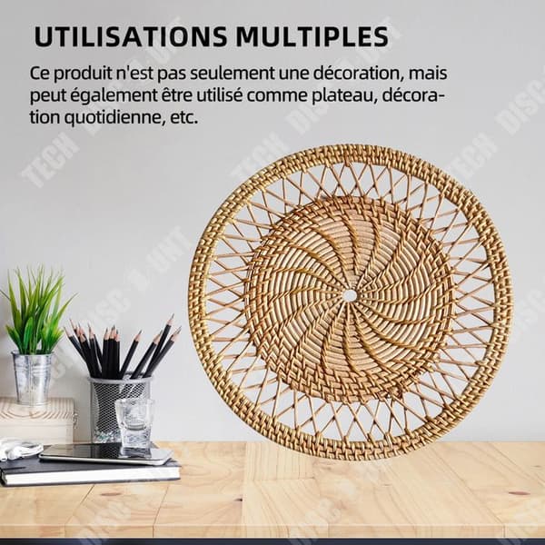 TD Väggdekor 30 cm Diameter Väggkorgar i rotting Hängande Vävd Bohemisk Väggdekor Soffa Sängdekorationer