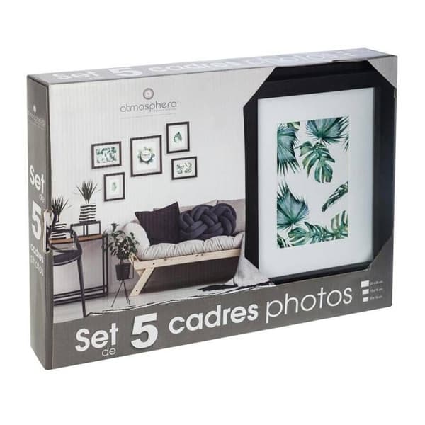 Set med 5 "Tropical" ramar - trä och glas - svart - Svart - Atmosphera inredningsarkitekt