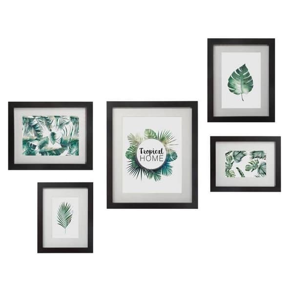 Set med 5 "Tropical" ramar - trä och glas - svart - Svart - Atmosphera inredningsarkitekt
