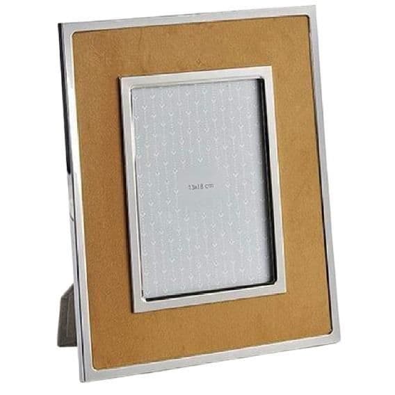 Giftdecor Tavelram 18 x 13 cm i gul ockra mocka/aluminium