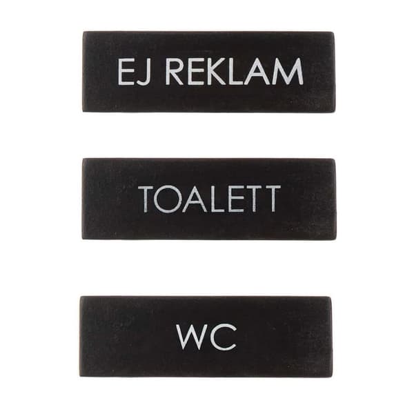 Dörrskylt Ej Reklam, Toalett och WC Svart