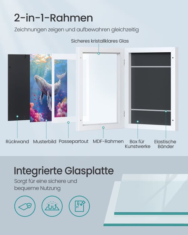 Billedramme, SONGMICS A4, 34,5 x 25,5 cm, Mat Hvid
