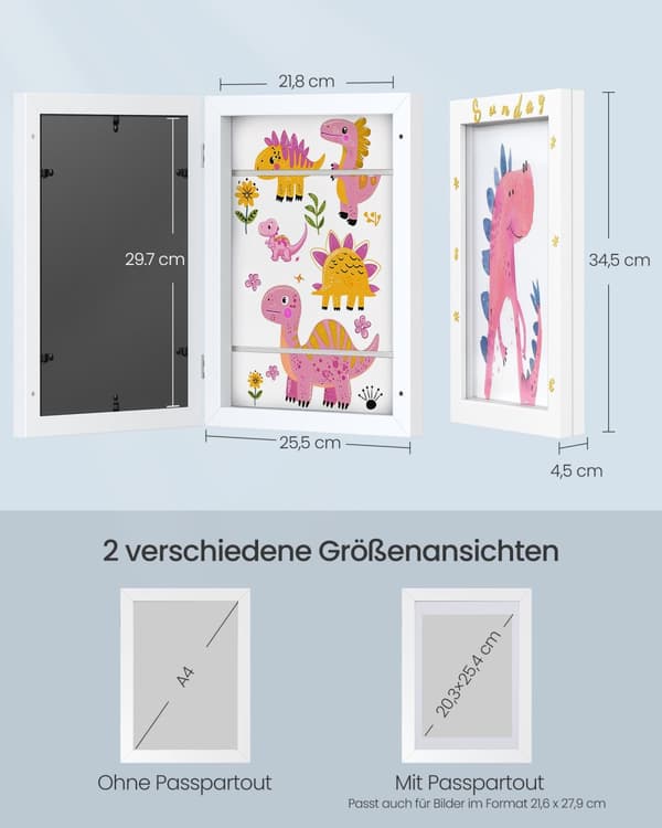 Billedramme, SONGMICS A4, 34,5 x 25,5 cm, Mat Hvid