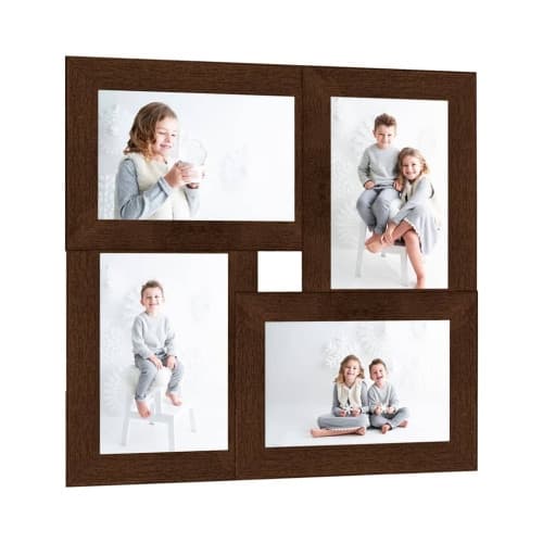 Fotoram för 4x(13x18 cm) bilder mörkbrun MDF