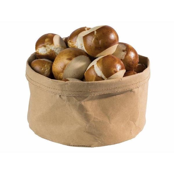 Kraftbrödskorg "papperspåse", ø20 x h13 cm, beige, set med 2 delar