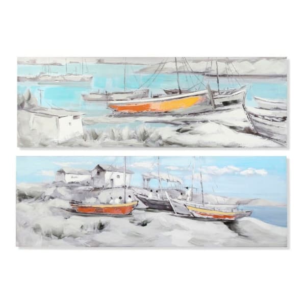 Tavla DKD Home Decor Port 150 x 3 x 50 cm Barco Medelhavs (2 antal)