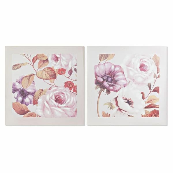 Tavla DKD Home Decor Rosor Romantisk 70 x 3 x 70 cm (2 antal)