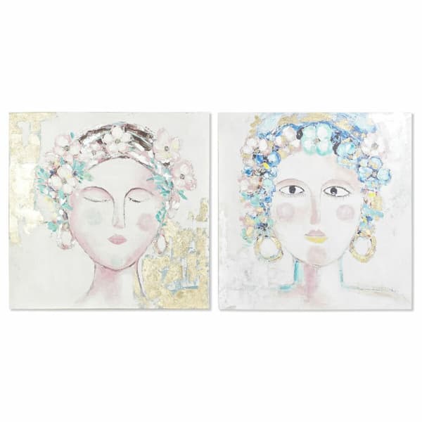 Tavla DKD Home Decor 100 x 3,5 x 100 cm Kvinna Skandinavisk (2 antal)
