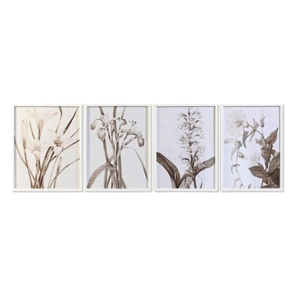 Tavla DKD Home Decor Glas Björk 55 x 70 x 2,5 cm 55 x 2,5 x 70 cm Virágok (4 Delar)