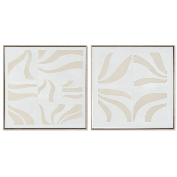 Tavla Home ESPRIT Vit Beige Abstrakt Skandinavisk 83 x 4,5 x 83 cm (2 antal)