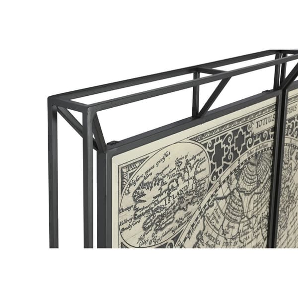 3-ramsset Home ESPRIT Vit Svart Världskarta 222 x 8 x 140 cm (3 Delar)
