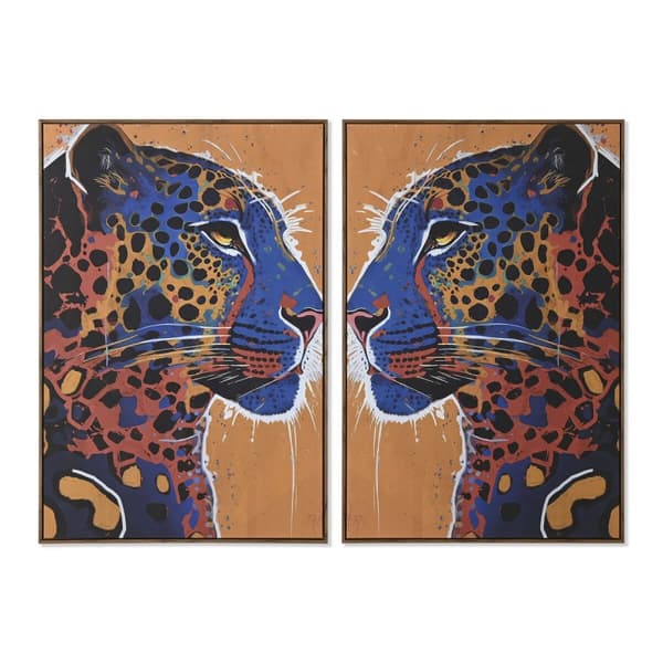 Tavla Home ESPRIT Leopard Urban 80 x 4,5 x 120 cm (2 antal)