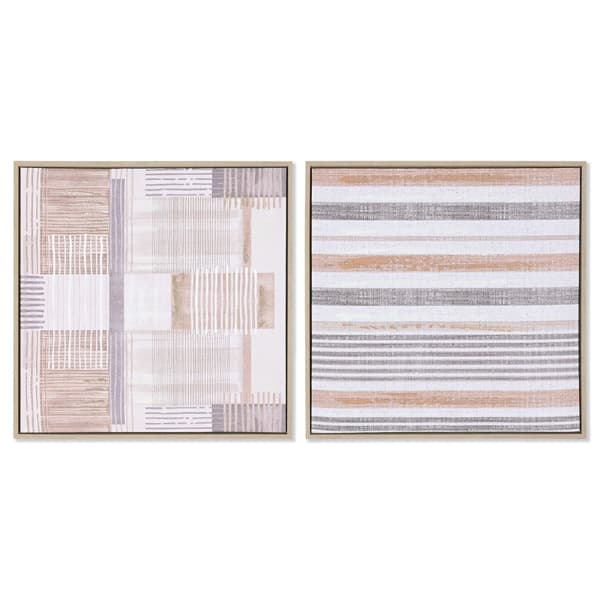 Tavla Home ESPRIT Brun Beige polystyren Kanvas Urban 52,5 x 2,8 x 52,5 cm (2 antal)