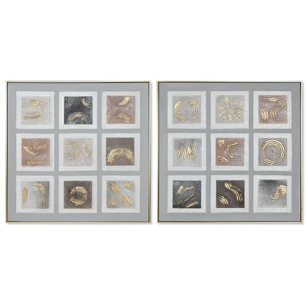 Tavla Home ESPRIT Brun Beige polystyren Kanvas Fyrkantig Urban 82 x 5 x 82 cm (2 antal)