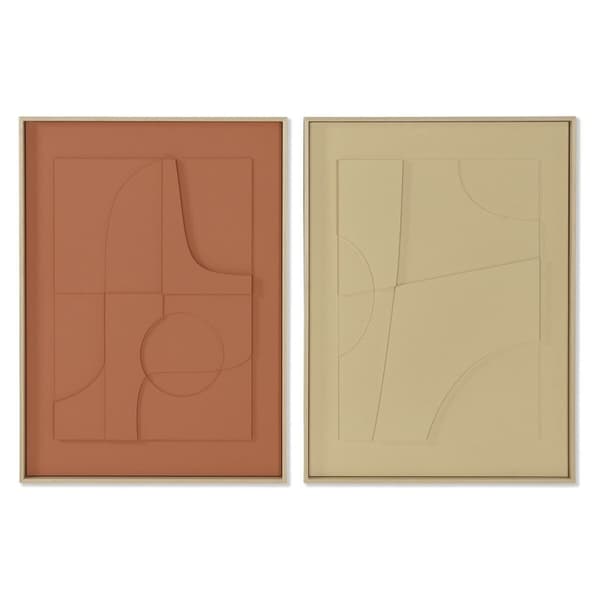 Tavla Home ESPRIT Senap Terrakota n Abstrakt Urban 55 x 4 x 75 cm (2 antal)