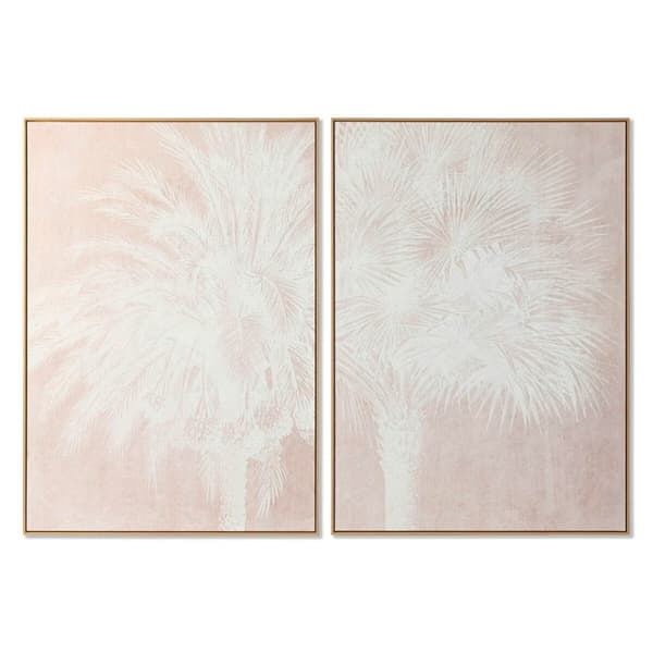 Tavla Home ESPRIT Vit Beige Palmer Tropiskt 100 x 4 x 140 cm (2 antal)