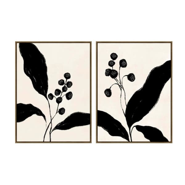 Tavla Home ESPRIT Svart Beige Blomster Urban 75 x 4 x 100 cm (2 antal)